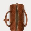 Lauren Tan/Buff Damen Ralph Lauren Geprägtes Leder Mittlere Kaden Satchel Taschen
