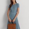 Lauren Tan/Buff Damen Ralph Lauren Geprägtes Leder Mittlere Kaden Satchel Taschen