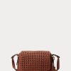 Lauren Tan Damen Ralph Lauren gewebtes Leder Kleine Maddy Schultertaschen