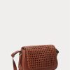 Lauren Tan Damen Ralph Lauren gewebtes Leder Kleine Maddy Schultertaschen