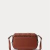 Lauren Tan Damen Ralph Lauren gewebtes Leder Kleine Maddy Schultertaschen