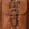 Lauren Tan Damen Ralph Lauren Noa Umhängetaschen aus Leder mit Nieten, mittelgroß