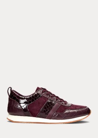 Lila Ralph Lauren Colten Sneakers aus geprägtem Leder und Wildleder für Damen