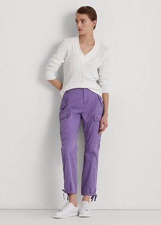 Lila Ralph Lauren Featherweight Twill Cargo Knöchelhose für Damen