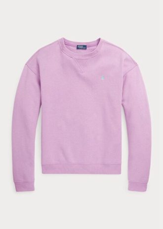 Lila Ralph Lauren Fleece-Pullover mit Rundhalsausschnitt für Damen