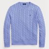 Lila Ralph Lauren Herren Pullover mit Zopfmuster aus Baumwolle