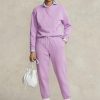 Lilafarbene Ralph Lauren Fleece-Sporthose für Damen