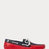 Marineblau / Rot Herren Ralph Lauren Merton Zweifarbige Leder Freizeitschuhe