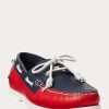 Marineblau / Rot Herren Ralph Lauren Merton Zweifarbige Leder Freizeitschuhe