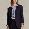 Marineblaue Blazer aus Stretch-Wollmischung für Damen von Ralph Lauren