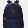 Marineblaue Canvas-Rucksäcke mit Ralph Lauren-Logo-Stickerei für Herren