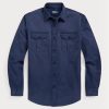 Marineblaue Chino-Arbeitshemden für Herren von Ralph Lauren in klassischer Passform