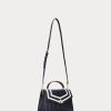 Marineblaue Damen Ralph Lauren Farrah Satchel-Taschen aus Nappaleder mittlerer Größe