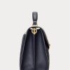 Marineblaue Damen Ralph Lauren Farrah Satchel-Taschen aus Nappaleder mittlerer Größe