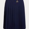 Marineblaue Georgette-Plisseeröcke von Ralph Lauren für Damen