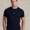 Marineblaue Herren Ralph Lauren Custom Slim Fit Rundhals-T-Shirts
