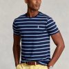Marineblaue Herren Ralph Lauren Custom Slim Striped Soft Cotton T Shirts