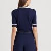 Marineblaue Kurzarmpullover aus Seidenmischung von Ralph Lauren für Damen