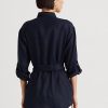 Marineblaue Leinenhemden mit Gürtel für Damen von Ralph Lauren