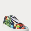 Marineblaue, mehrfarbige Herren-Sneakers aus Leinen von Ralph Lauren Severn mit Blumenmuster