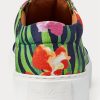 Marineblaue, mehrfarbige Herren-Sneakers aus Leinen von Ralph Lauren Severn mit Blumenmuster