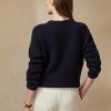 Marineblaue Polo Ralph Lauren Flag Kaschmirpullover mit Rundhalsausschnitt für Damen