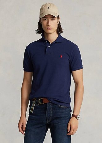 Marineblaue Poloshirts aus Netzstoff von Ralph Lauren für Herren