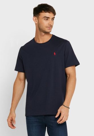Marineblaue Poloshirts mit gesticktem Logo und Rundhalsausschnitt für Herren von Ralph Lauren