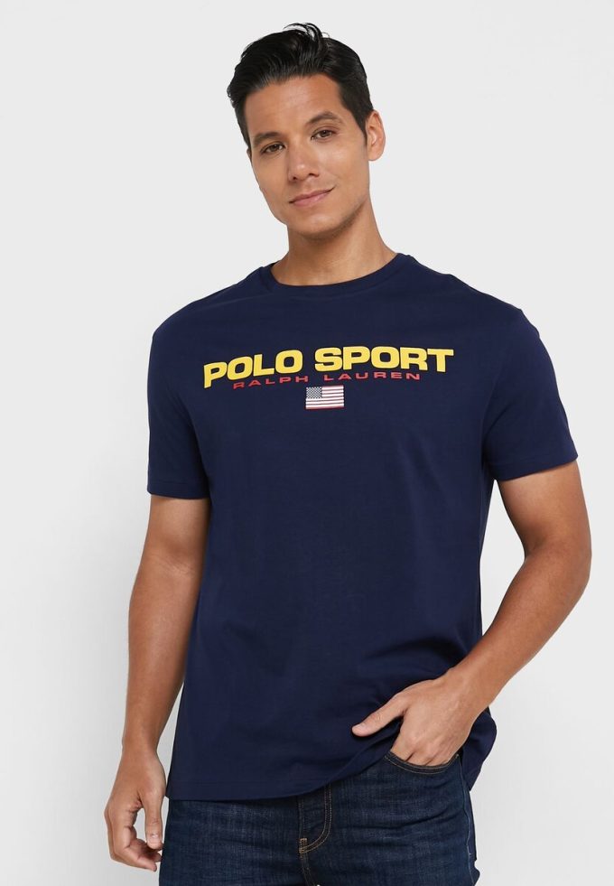 Marineblaue Poloshirts mit Rundhalsausschnitt und Logo für Herren von Ralph Lauren
