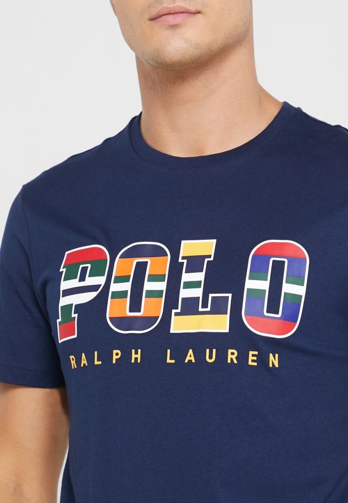 Marineblaue Poloshirts mit Rundhalsausschnitt und Logo für Herren von Ralph Lauren