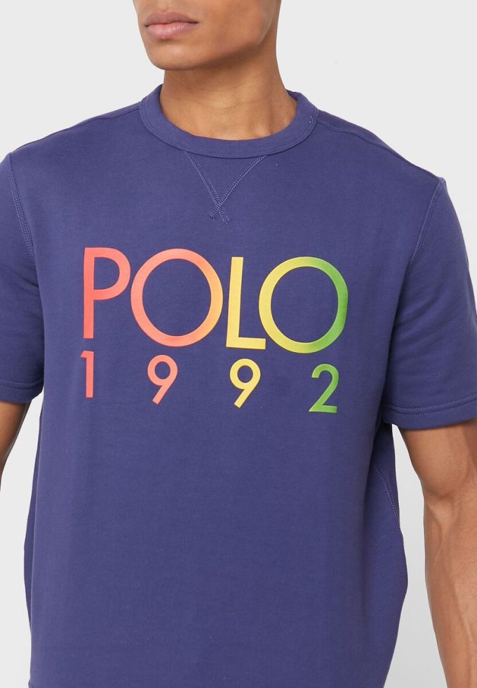Marineblaue Poloshirts mit Rundhalsausschnitt und Logo für Herren von Ralph Lauren