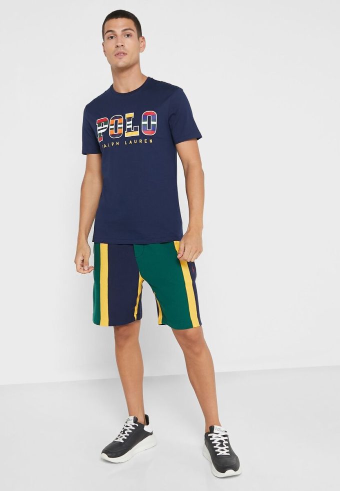 Marineblaue Poloshirts mit Rundhalsausschnitt und Logo für Herren von Ralph Lauren