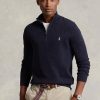 Marineblaue Pullover mit Viertelreißverschluss aus strukturierter Baumwolle von Ralph Lauren für Herren