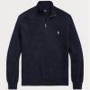 Marineblaue Pullover mit Viertelreißverschluss aus strukturierter Baumwolle von Ralph Lauren für Herren