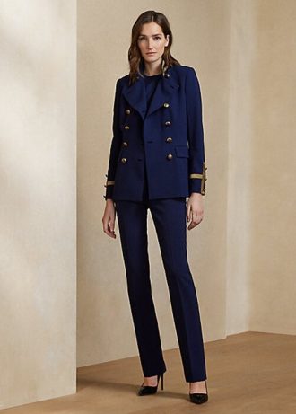 Marineblaue Ralph Lauren Alandra Stretch-Wollhose für Damen