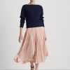Marineblaue Ralph Lauren Aran-Strick-Pullover aus Baumwolle mit U-Boot-Ausschnitt für Damen