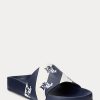 Marineblaue Ralph Lauren Audrina Logo-Hausschuhe aus Kunstleder für Damen