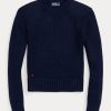Marineblaue Ralph Lauren Baumwollpullover mit Rundhalsausschnitt für Damen