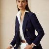 Marineblaue Ralph Lauren Camden Wollkreppjacken für Damen