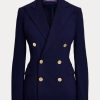 Marineblaue Ralph Lauren Camden Wollkreppjacken für Damen