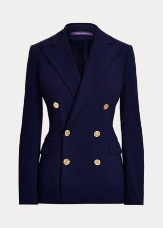 Marineblaue Ralph Lauren Camden Wollkreppjacken für Damen