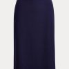 Marineblaue Ralph Lauren Cindy Stretch-Wollkreppröcke für Damen
