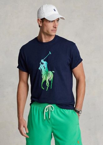 Marineblaue Ralph Lauren Classic Fit Big Pony Jersey T-Shirts für Herren