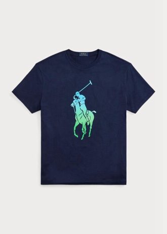 Marineblaue Ralph Lauren Classic Fit Big Pony Jersey T-Shirts für Herren