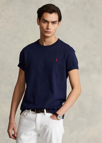 Marineblaue Ralph Lauren Classic Fit Heavyweight Jersey T-Shirts für Herren