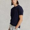 Marineblaue Ralph Lauren Classic Fit Jersey-T-Shirts mit Rundhalsausschnitt für Herren