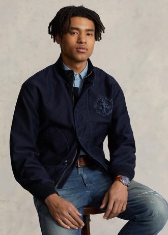 Marineblaue Ralph Lauren Deckjacken mit Grafik für Herren