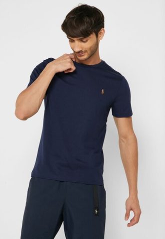 Marineblaue Ralph Lauren Essential T-Shirts mit Rundhalsausschnitt für Herren