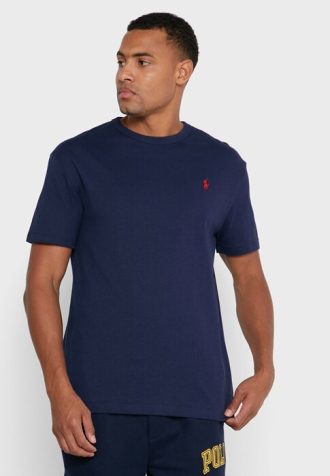 Marineblaue Ralph Lauren Essential T-Shirts mit Rundhalsausschnitt für Herren