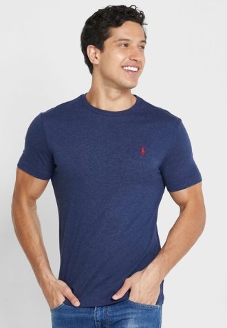 Marineblaue Ralph Lauren Essential T-Shirts mit Rundhalsausschnitt für Herren